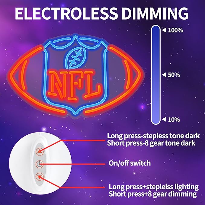 Football Neon Sign for Wall Decor,Football-Shaped Neon Light, Football Led Neon Light Birthday Gifts for Sports Fans Club Bedroom 5V USB Powered