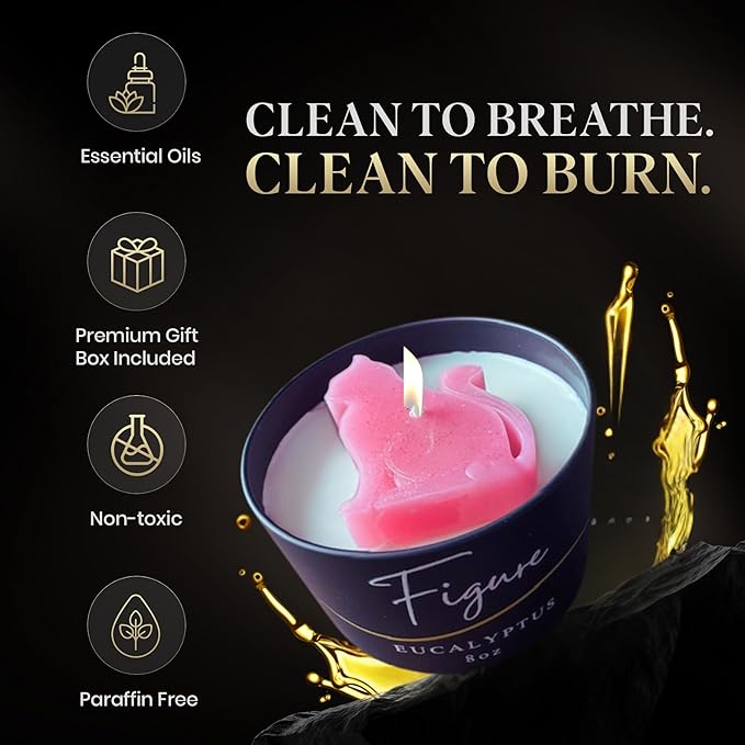 All Natural Scented Candle for Cat Lovers | Hand-Poured | Beeswax & Organic Soy Wax Blend | 100% Beeswax Wick | Cat Mom's | Cat Birthday | Premium Gift Box Included | Pink Cat - Eucalyptus