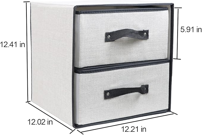 Linen Closet Organizer and Storage, Fabric Storage Drawer Organizer with 2 Drawers for Underwear, Sock, Bra, Small Items - Light Gray