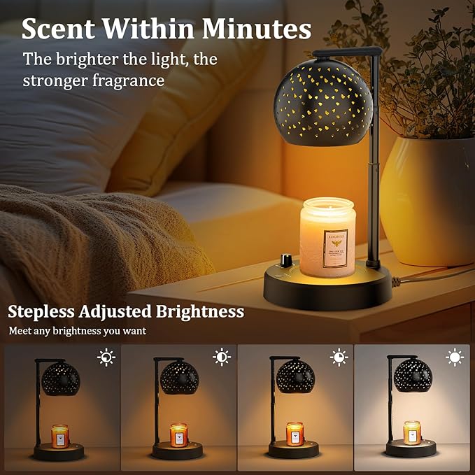 Candle Warmer Lamp, for Mom Women, Candle Warmer with Timer and Dimmer, Electric Wax Melt with 2 Bulbs, Housewarming Gifts New Home Room Decor