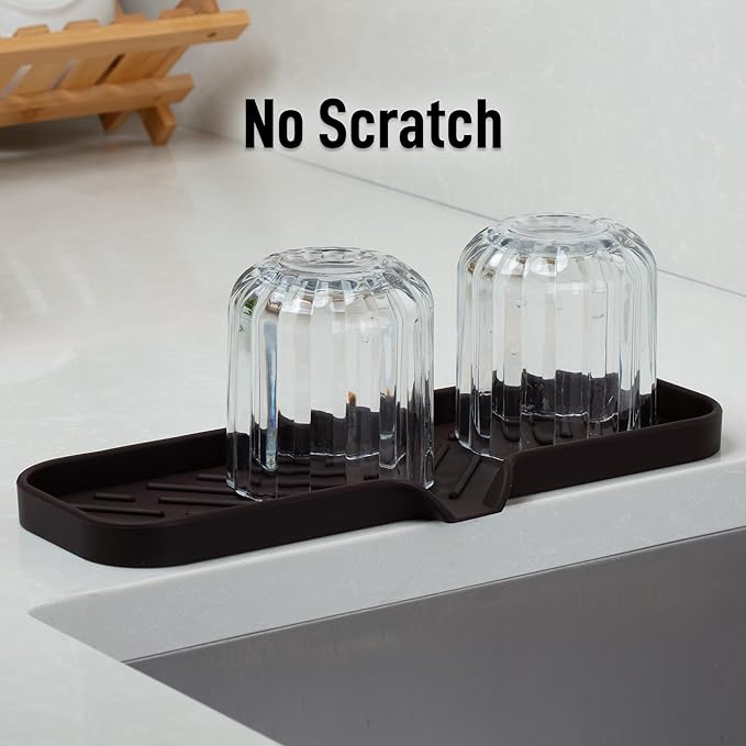 Zulay Large Silicone Sponge Holder (12x4) – Flexible Sink Organizer Tray for Kitchen & Bathroom – Multipurpose Soap Dish for Sponges, Makeup, Trinkets & More (Chocolate)