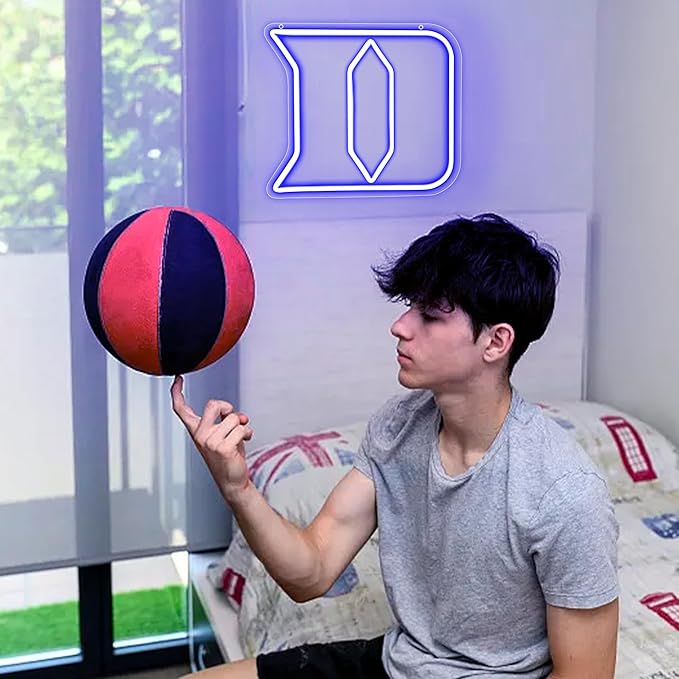 University Neon Signs,Letter D Neon LED Sign,University Basketball Team Logo Neon Signs,University Name Light Signs for Man Cave,Dorm Decor for College Students,Sport Fans,Size 13.8 * 12.2in(FMXD117)