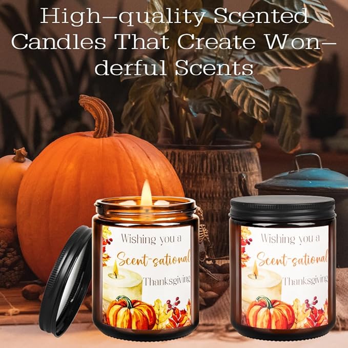 Fall Thanksgiving Pumpkin Maple Leaf Candle - Lavender Scent Soy Wax for Home, Autumn Festival Gift - Bathroom, Kitchen, Bedroom