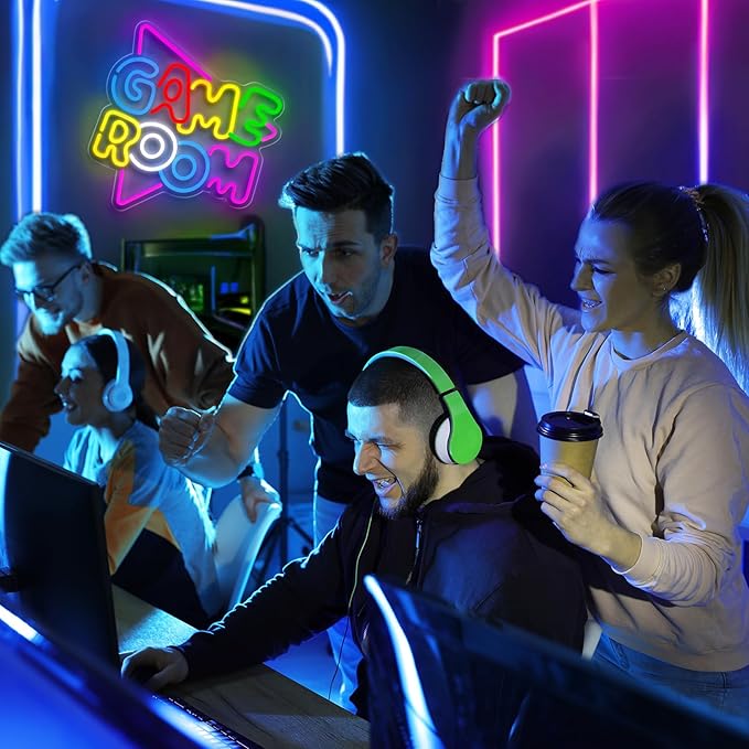 Gamer Neon Sign for Gamer Room Decor, USB Powered Dimmable Colorful Led Gaming Neon Signs for Boys Room