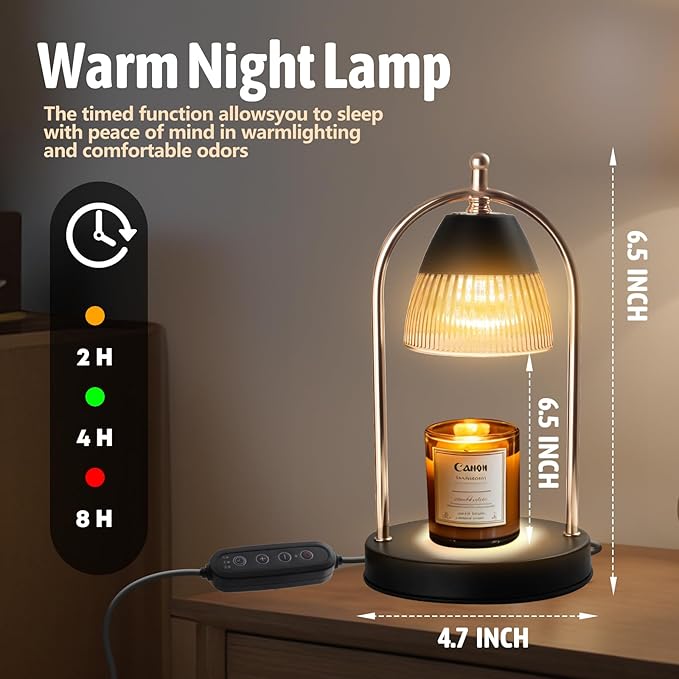 GEEZO Fragrance Candle Warmer Lamp,Electric Candle Warmer with Timer & Dimmer,Mom Christmas Birthday Gifts for Women, House Warming Gifts New Home Bedroom Decor