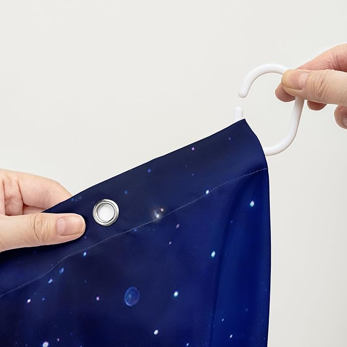 AILONEN Blue Rose Shower Curtain,Romantic Flower Bath Curtain for Girls Women,Blue Galaxy Starry Rose Floral Curtain for Bathroom Decor 72" W*72" H,Waterproof with 12 Plastic Hooks