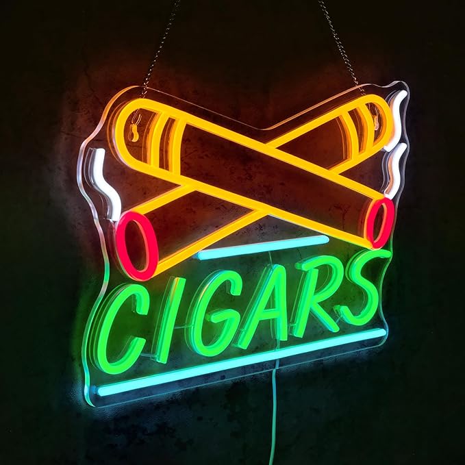 Cigar Neon Sign for Wall Decor Dimmable Cigarette Led Lights Signs Smoke Shops Neon Light for Cigar Lounge Pub Home Bar Party Decoration USB Powered