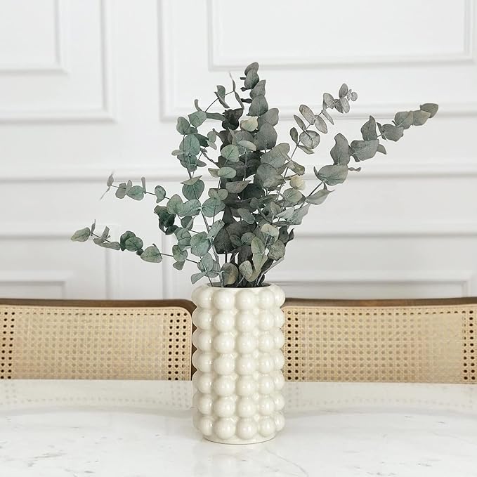 Bubble Vase, Beige Ceramic Vase for Boho Decor, Ceramic Flower Vases for Modern Home Decor, Tall Decorative Vases for Living Room, Bedroom, Wedding, Entryway, Mantel, Office, 8.5 Inches