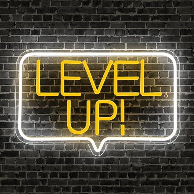 Level Up Neon Sign,Gaming Neon Light for Teens Room Decor, Arcade Games Victory Light Up Signs for Gamer Room Decor,for Teens, Boys, Kids Gamer Gifts(16.73x10.62 inches)