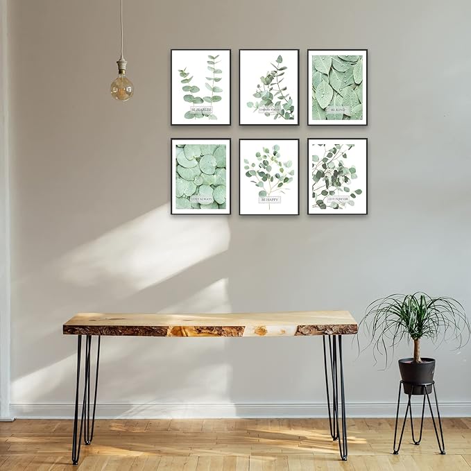 HoozGee Botanical Boho Bathroom Decor Wall Art Prints Inspirational Tropical Leaves Wall Decor Sage Green Leaf Wall Art Pictures Motivational Posters Room Decor (8"x10" UNFRAMED)