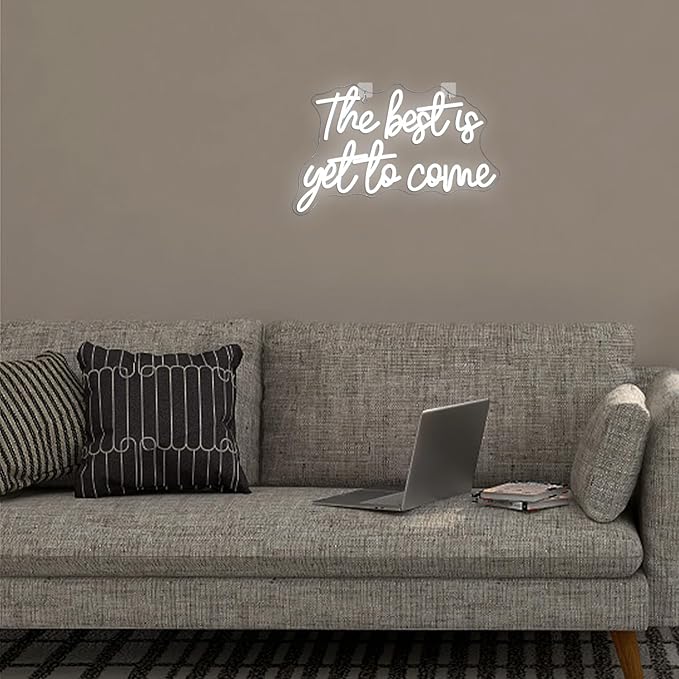 The Best Is Yet to Come Neon Sign White Letter Led Neon Lights for Wall Decor Usb Word Light Up Signs for Bedroom Home Bar Wedding Birthday Party Kids Room Teens Gifts
