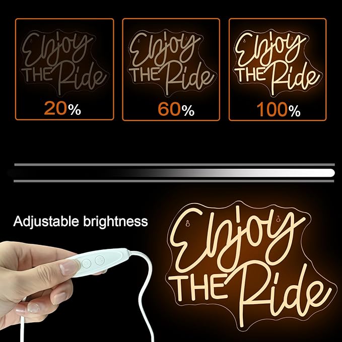 NOSUN RNJOY THE RIDE Neon Sign,Sports Neon Signs, LED Light Sign Gym logo,Home Gym Decor, Fitness Neon Light, Gift for cyclist,Cycling neon sign