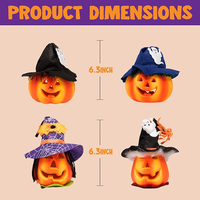 JOYIN 6 Pcs Light Up Pumpkins Halloween Decorations Outdoor Indoor Jack O Lanterns Decor LED Foam Home Large Trick Or Treat Bucket