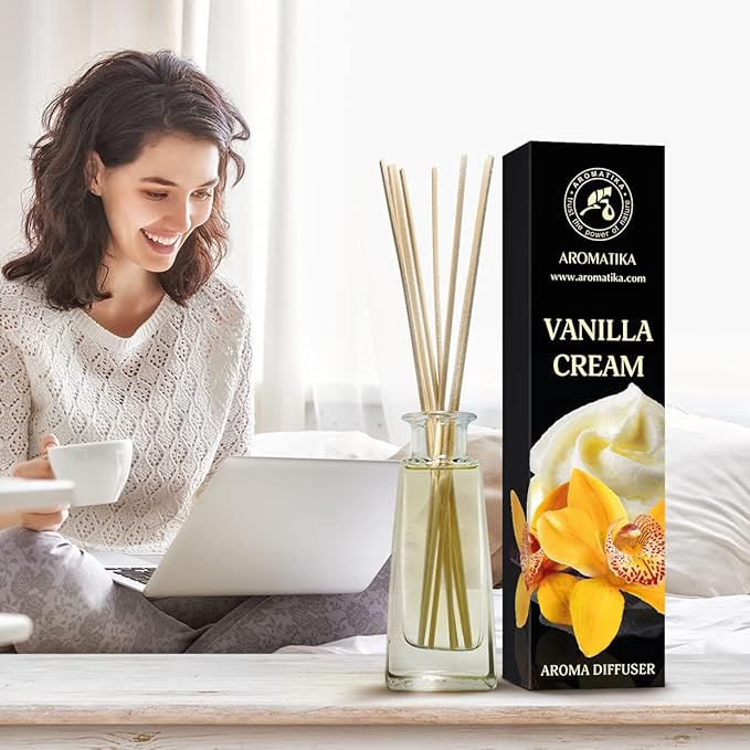 Vanilla Cream Aroma Diffuser 3.4 Fl Oz (100ml) - Reed Diffuser - Room Fragrance - Home Fragrance - Air Freshener - Vanilla Cream Scented Diffuser - Gift