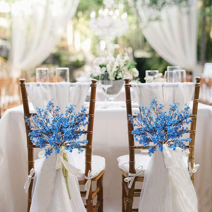 AILANDA 6 Bundles Baby Breath Flowers Artificial Bulk Fake Gypsophila Bouquets Sky Blue Real Touch Silk Floral Arrangements for Table Centerpieces Wedding Home Farmhouse Party DIY Decor