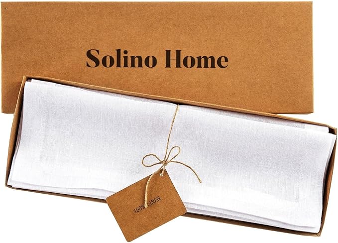 Solino Home White Placemats Set of 4-100% Pure Linen Placemats 14 x 14 Inch for Summer - Fete