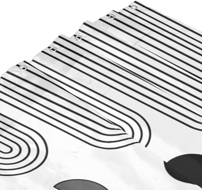 Boho Shower Curtains for Bathroom Mid Century Minimalist Abstract Aesthetic Modern Bathroom Decor Curtain Machine Washable Waterproof Fabric with 12 Hooks (White Minimalist, 72" x 72")