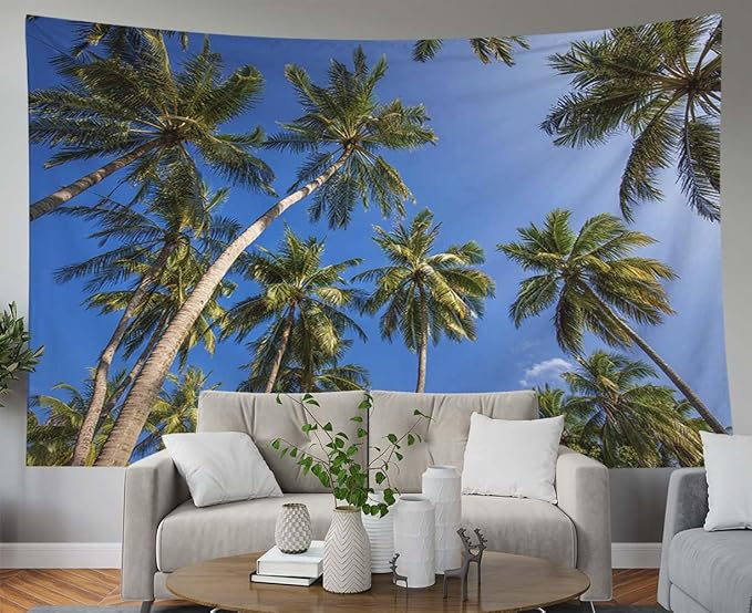 EMMTEEY Tree Tapestry Wall Art Small 60X40 Inch-Coconut Palm Tree Tropical Summer Durable Wall Decor for Living Room