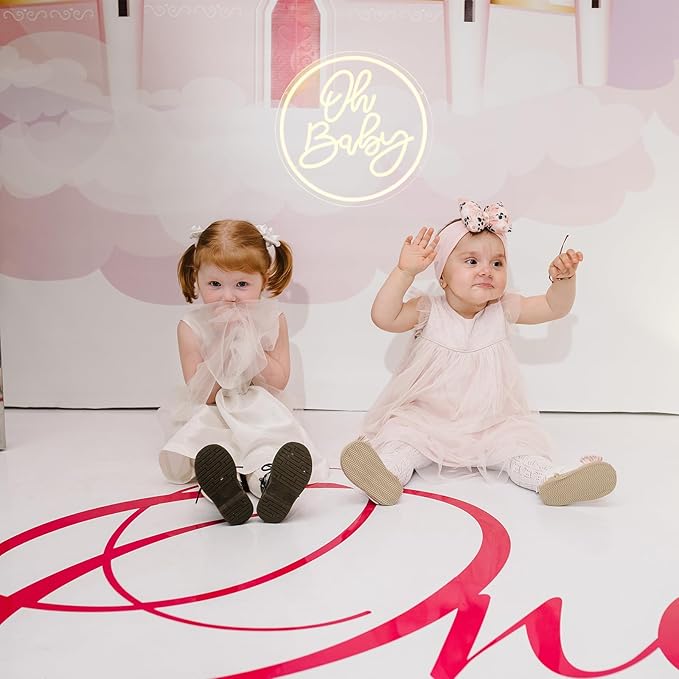 Oh Baby Neon Signs for Backdrop Decor, Neon Led Sign for Baby Shower, Gender Reveal, Birthday Party Decorations, Dimmable Switch USB Power, Adhesive Hook Included