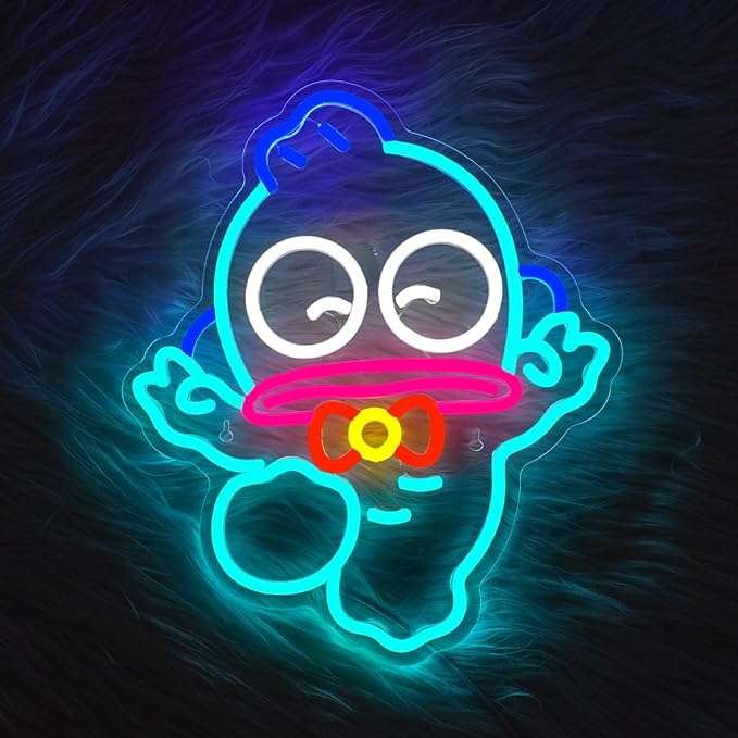 Neon Sign, Cartoon Fish Led Sign for Bedroom Wall, Led Neon Signs for Wall Decor Girls Bedroom, USB Powered Neon Lights for Living Room Decor, Light Up Sign for Game Room Man Cave Boys Room