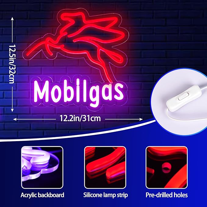 Gasoline Neon Sign for Gas Station Personalized Led Sign for Man Cve Neon Sign for Garage,Auto Repair Shop,Birthday Gift for Men,Size12.5 * 12.2inch(ZYLD085)