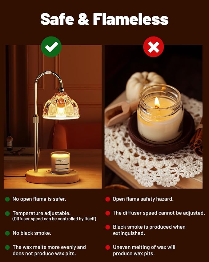 Candle Warmer Lamp with Timer and Dimmer - Candle Warmer Height Adjustable Scented Candles for Thanksgiving, Christmas, Mother's Day, Birthdays, and Housewarming Gifts(Gold)