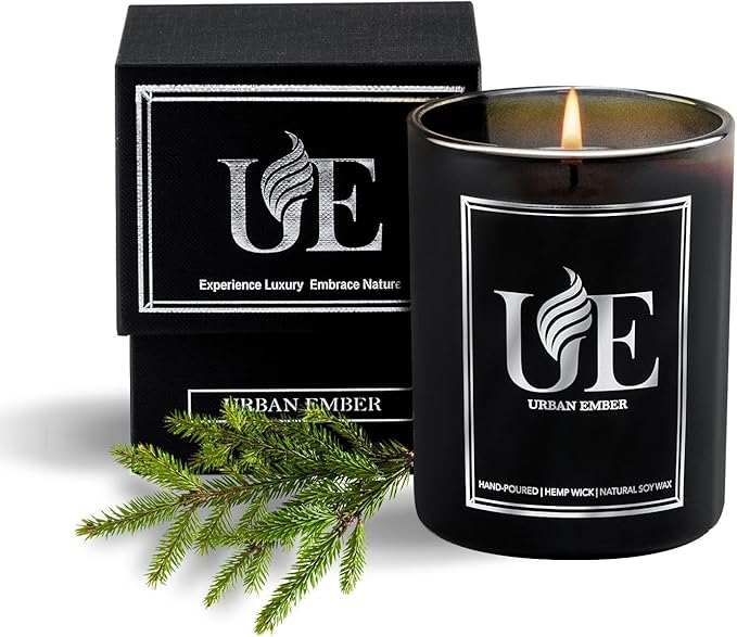 Vintage Oak Scented Candle, Aromatherapy Candle for Home Scented - 55 Hours Long Lasting Soy Wax Candle - Strong Fragranced Black Candle Gift for Women & Men, 8 oz