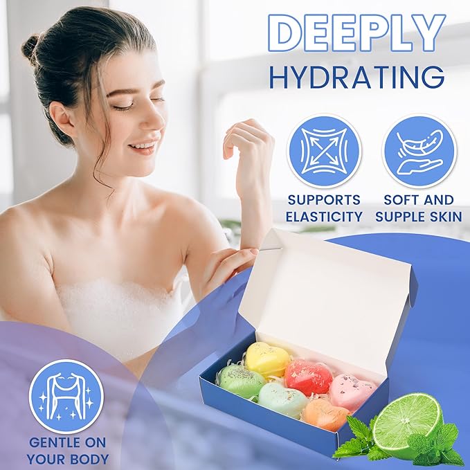 Heart-shaped Bath Bombs Gift Set Handmade Natural Bath Bomb for Women Floating Bubble with Pure Essential Oil for Self Care & SPA Relaxation, Birthday Mothers Day Valentines Christmas Gifts Girlfriend