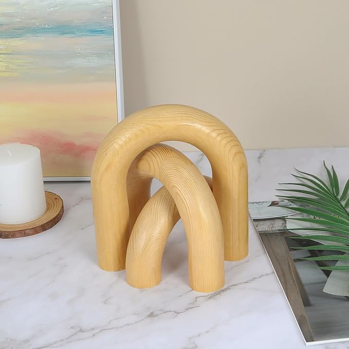 HMASYO 3Pcs Wood Arch Decorative Objects, Coffee & Shelf Decor, Neutral Home Accents for Modern Spaces