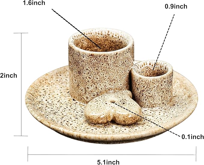 4 in 1 Incense Burner Holder,Incense Sage and Palo Santo Holder,Incense Stick Holder,Ceramic Incense Holder Ash Catcher,for Meditation Room (Brown)