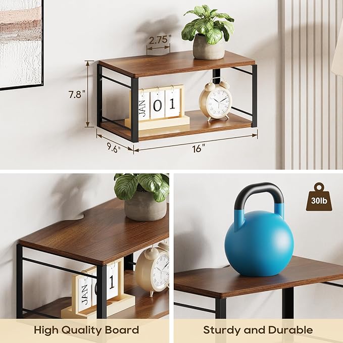 Floating Nightstand, Wood Bedside Shelf Wall Mounted Nightstand, Floating Bedside Table for Bedroom, Living Room, Bathroom, Kitchen, Office (Vintage Brown)