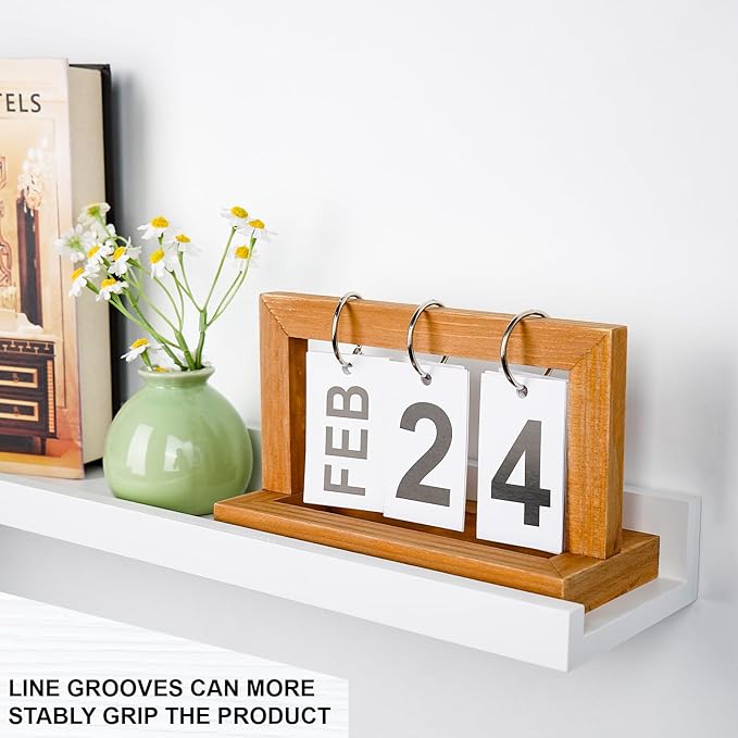 MBYD White Floating Shelves 36 Inches Long, Picture Ledge Wall Shelf for Frames Photo Albums, Wall Mounted Photo Shelves with Ledge Set of 3 Same Dimension for Bedroom Bathroom Living Room Kitchen