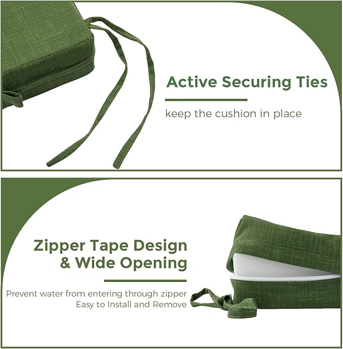 Patio Bench Cushion Covers for Outdoor Furniture with Ties, Water Resistant Loveseat/Settee Cushion Slipcover 42x18x3 Inch for Swing Porch Garden (Replacement Cover Only)-Tropical Linen Green