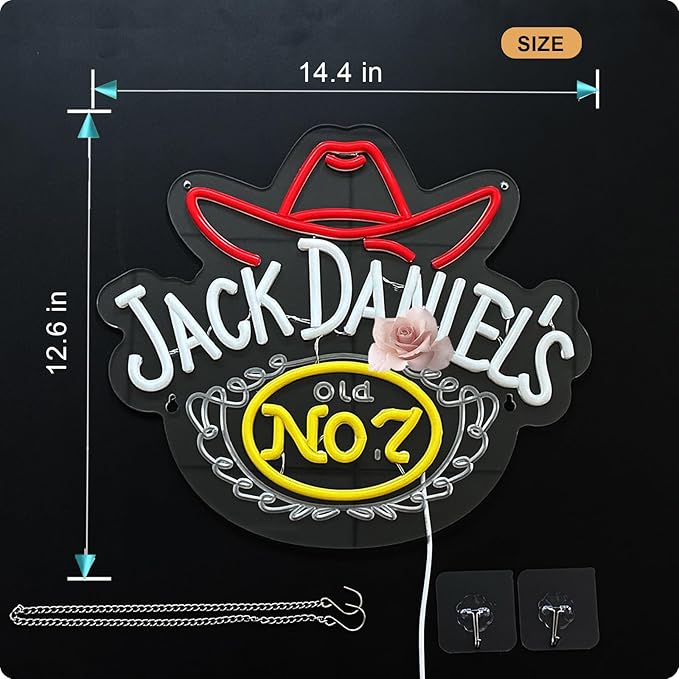 Cowboy hat Whiskey Neon Sign Whiskey LED Light for wall decor USB Powered Dimmable Bar Wall Decor for Man Cave Home Pub