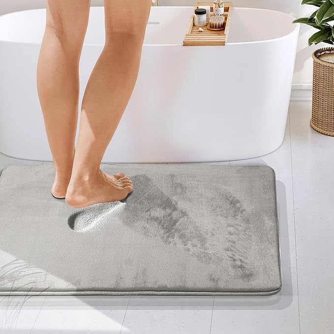Clara Clark Bathroom Rugs, Velvet Memory Foam Bath Mat, Non-Slip Bath Rugs, Machine Wash, Dries Quickly, Ultra Soft Plush Bath Mats for Bathroom,