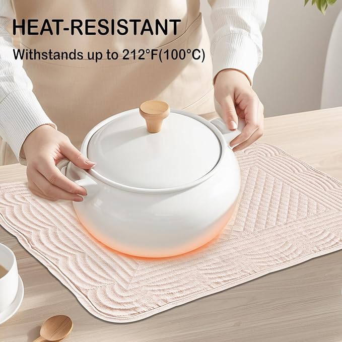 Pink 100% Cotton Placemats Set of 6, Rectangular Placemats Machine Washable-13x18 Inches for Kitchen or Dining Table Fabric Rectangular Table Mats