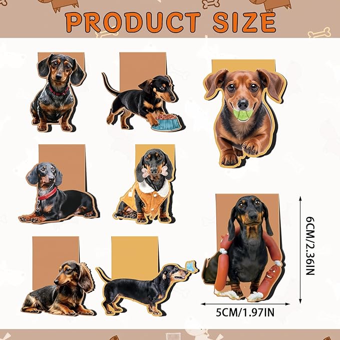 Dachshund Magnetic Bookmark Gifts - 8 Pcs Sausage Pet Dogs Magnetic Bookmarks Dog Book Mark Magnets Page Marker Clip Gift for Dachshund Lovers Students Teacher School Reading Book Marks
