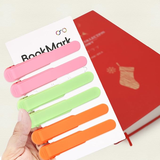 SMUK 6pcs Smart Bookmark, Silicone Automatic Book Marks for Reading Lovers Women Men, Book Page Markers Clip Book Marks Reading Gifts for Book Lovers