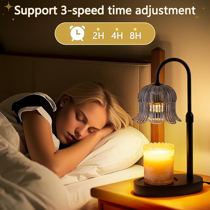 Candle Warmer Lamp Electric Timer - Candles Height Control Warmers Scented Lamps No Flame Heat Warm Melt Wax Jar Modern Home Decor Table Lights for Home Living Bedroom Decorative