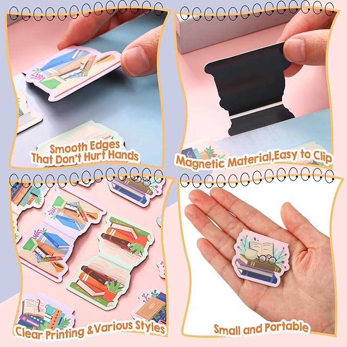 30 Pcs Bookish Magnetic Bookmarks Book Lover Gifts Cute Page Markers for Librarian Bookish Book Club Lover Gifts Markers Accessories