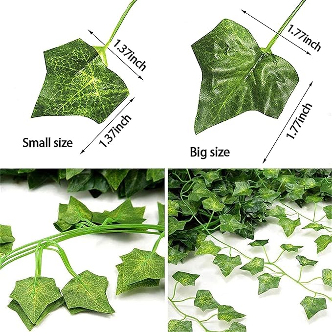 Fake Vines for Room Decor Artificial Ivy Garland with 100 LED String Light Hanging Plants Faux Greenery Leaves Bedroom Aesthetic Decor for Home Garden Wall Wedding(6Pack with 100LED)