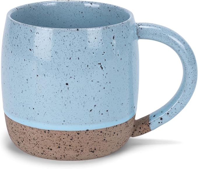 Elanze Designs Speckled Raw Bottom 17 ounce Ceramic Mug, Ice Blue