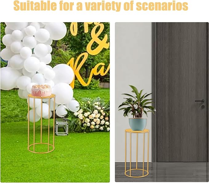 Height 17.7 in Pedestal Tables Stand for party - Small Gold Side Table,Display Set Flower Stand for wedding Birthday party ,Plant Stand,Home Patio Decor, 17.7" (H)*11(W)