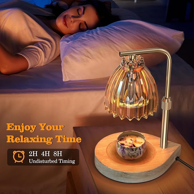 Candle Warmer Lamp with Adjustable Height, Timer & Dimmer, Birthday Gifts for Women, Elegant Gift Box & Greeting Card, Candle Lamp with 2 Bulbs for Home Decor/Bedroom/Office