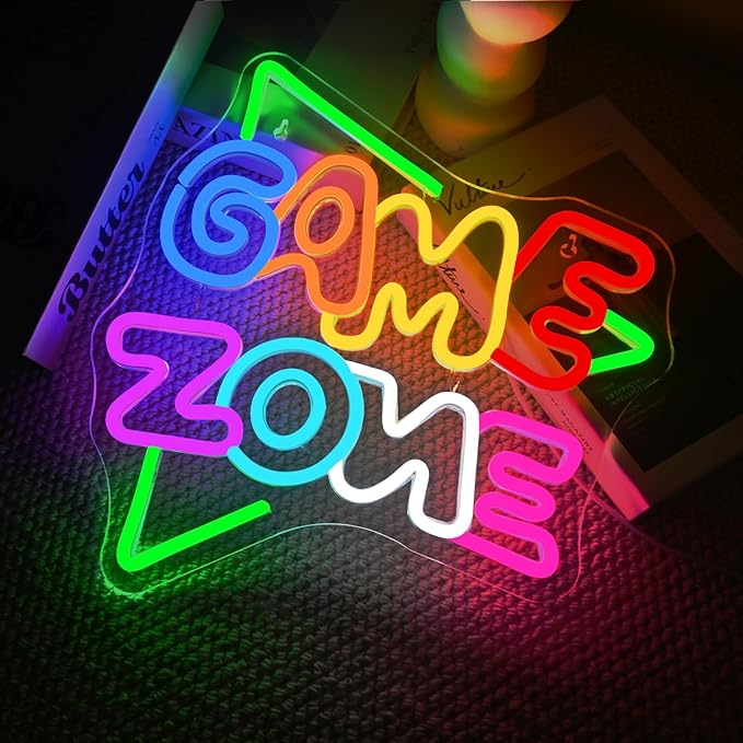 Gameneon Green Game Zone Neon Sign Gaming Room Neon Signs for Wall Decor Led Light Boys Bedroom Teen Man Cave Internet Bar Party Playroom Decoration Gamer Lover Gift