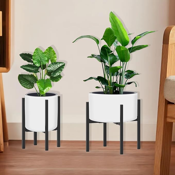 Heavy 4Legs Adjustable Metal Plant Stand for 10"-16" Plant Pot – Indoor & Outdoor (Black, 1 Pack)