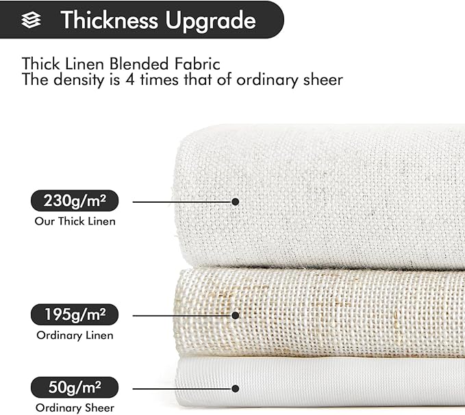 MIULEE Non-See-Through Privacy Linen Curtains 2 Panels, Light Filtering Window Curtains Farnhouse Textured Back Tab Semi Sheer Drapes for Bedroom Living Room, 52 x 90 Inches Long, Pure White