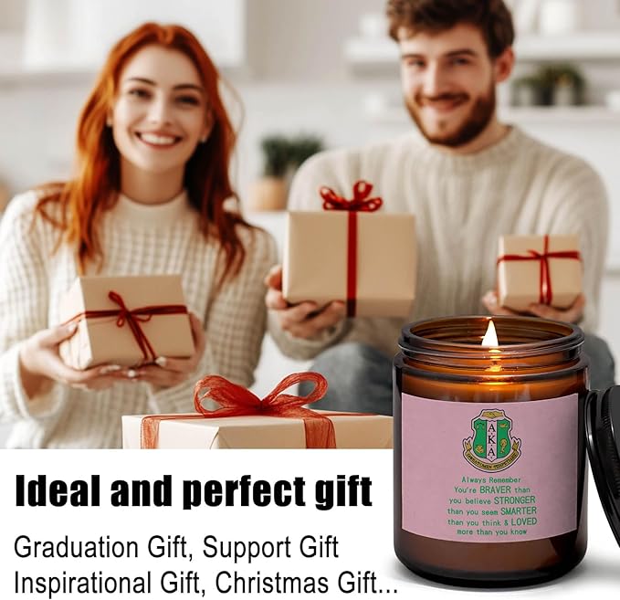 AKA Sorority Gifts Scented Candle for Women Girl,1908 Pink Green 7oz Candles, Inspirational Birthday Christmas Gifts for Sister Friends (Alwasy Remember)