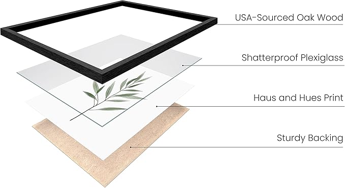 HAUS AND HUES Framed Botanical Wall Art – Plant Wall Decor, Tropical Wall Art, Leaf Wall Art, Green Leaves Pictures, Plant Pictures Wall Art, Leaves Print, Sage Green Wall Art, (11x14, Black Framed)