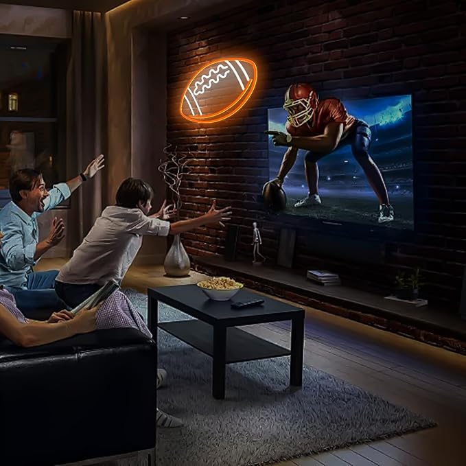 Football Neon Signs for Wall Decor Dimmable Neon Football Light for Bedroom Football Room Decor for Boys Girls Room Football Neon Wall Sign for Man Cave Game Room Birthday Decoration